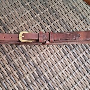 Men Genuine Brown Leather Belt Brass Buckle Heritage Minimalist Sz 44